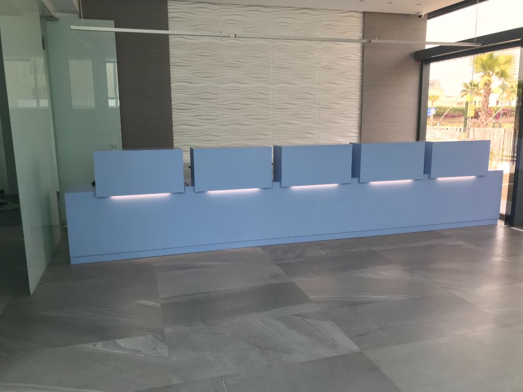 Reception Counter — Blue Corian
